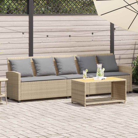 Sofá de jardín de 5 plazas con cojines ratán sintético beige de , Conjuntos de jardín - Ref: Foro24-4104116, Precio: 336,89 €...