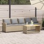 Sofá de jardín de 5 plazas con cojines ratán sintético beige de , Conjuntos de jardín - Ref: Foro24-4104116, Precio: 336,89 €...
