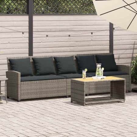 Sofá de jardín de 5 plazas con cojines ratán sintético gris de , Conjuntos de jardín - Ref: Foro24-4104114, Precio: 337,69 €,...