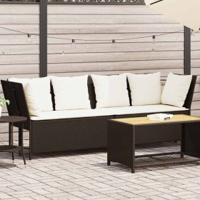 Sofá de jardín con cojines ratán sintético marrón de , Sofás de exterior - Ref: Foro24-4104123, Precio: 274,02 €, Descuento: %
