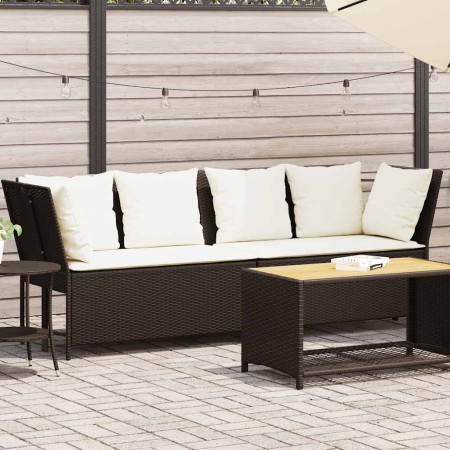 Sofá de jardín con cojines ratán sintético marrón de , Sofás de exterior - Ref: Foro24-4104123, Precio: 274,02 €, Descuento: %