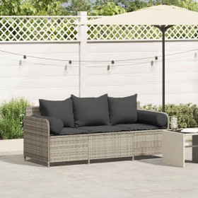 Sofá de jardín con cojines 3 plazas ratán sintético gris claro de , Sofás de exterior - Ref: Foro24-4104177, Precio: 239,56 €...