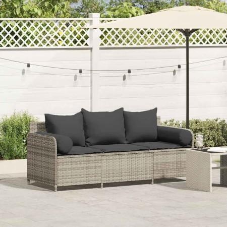Sofá de jardín con cojines 3 plazas ratán sintético gris claro de , Sofás de exterior - Ref: Foro24-4104177, Precio: 239,56 €...