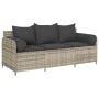 Sofá de jardín con cojines 3 plazas ratán sintético gris claro de , Sofás de exterior - Ref: Foro24-4104177, Precio: 239,56 €...