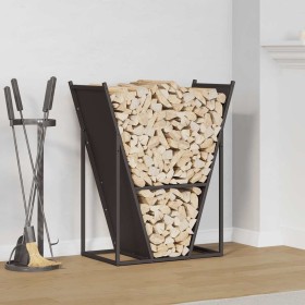 Leñero negro 69,5x35x81 cm Acero laminado en frío de , Bolsas y soportes de leña - Ref: Foro24-864177, Precio: 66,67 €, Descu...