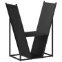 Leñero negro 69,5x35x81 cm Acero laminado en frío de , Bolsas y soportes de leña - Ref: Foro24-864177, Precio: 66,67 €, Descu...