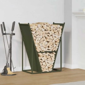 Leñero verde oliva 69,5x35x81 cm Acero laminado en frío de , Bolsas y soportes de leña - Ref: Foro24-864180, Precio: 68,20 €,...