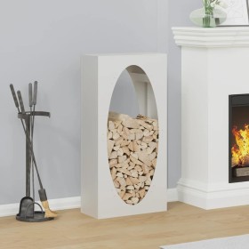 Leñero blanco 50x23x100 cm Acero laminado en frío de , Bolsas y soportes de leña - Ref: Foro24-864182, Precio: 90,45 €, Descu...