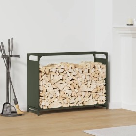 Leñero verde oliva 90x28x65 cm Acero laminado en frío de , Bolsas y soportes de leña - Ref: Foro24-864206, Precio: 61,14 €, D...