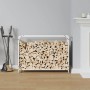 Leñero blanco 90x28x65 cm Acero laminado en frío de , Bolsas y soportes de leña - Ref: Foro24-864204, Precio: 61,14 €, Descue...