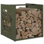 Leñero verde oliva 40x40x40 cm Acero laminado en frío de , Bolsas y soportes de leña - Ref: Foro24-864252, Precio: 45,21 €, D...