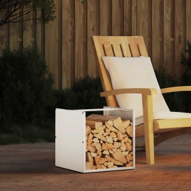 Leñero blanco 40x40x40 cm Acero laminado en frío de , Bolsas y soportes de leña - Ref: Foro24-864238, Precio: 49,01 €, Descue...
