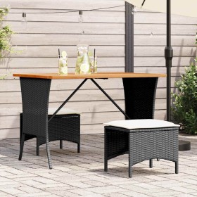 Set comedor de jardín 3 pzas con cojines ratán sintético negro de , Conjuntos de jardín - Ref: Foro24-4104135, Precio: 187,08...