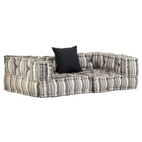 Puf modular de 2 plazas de tela de rayas grises de , Cojines para sillas y sofás - Ref: Foro24-244988, Precio: 180,41 €, Desc...
