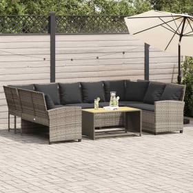 Sofá de jardín con cojines ratán sintético gris claro de , Conjuntos de jardín - Ref: Foro24-3365334, Precio: 612,31 €, Descu...
