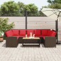 Sofá de jardín con cojines ratán sintético marrón de , Conjuntos de jardín - Ref: Foro24-3365336, Precio: 657,54 €, Descuento: %