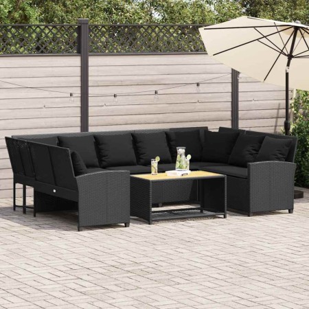 Sofás de jardín 3 piezas y cojines ratán sintético negro de , Conjuntos de jardín - Ref: Foro24-3365329, Precio: 547,65 €, De...