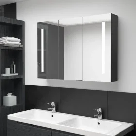 Armario de baño con espejo LED negro brillante 89x14x62 cm de vidaXL, Tocadores de baño - Ref: Foro24-326526, Precio: 146,86 ...