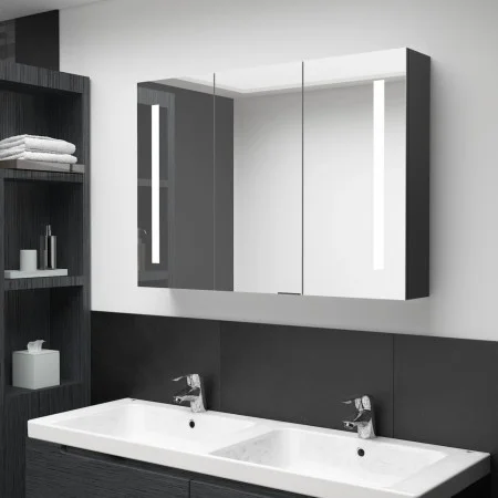Armario de baño con espejo LED negro brillante 89x14x62 cm de vidaXL, Tocadores de baño - Ref: Foro24-326526, Precio: 146,86 ...