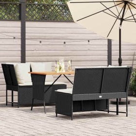 Set de sofás de jardín con cojines 3 pzas ratán sintético negro de , Conjuntos de jardín - Ref: Foro24-3365341, Precio: 417,6...