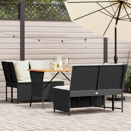 Set de sofás de jardín con cojines 3 pzas ratán sintético negro de , Conjuntos de jardín - Ref: Foro24-3365341, Precio: 417,6...