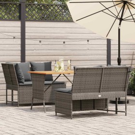 Set de sofá de jardín 3 pzas y cojines ratán sintético gris de , Conjuntos de jardín - Ref: Foro24-3365343, Precio: 434,93 €,...