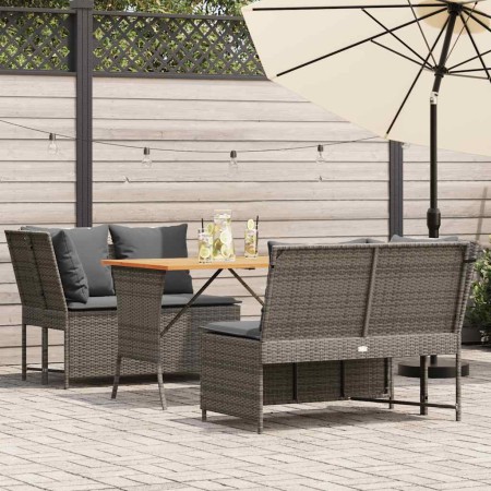 Set de sofá de jardín 3 pzas y cojines ratán sintético gris de , Conjuntos de jardín - Ref: Foro24-3365343, Precio: 434,93 €,...