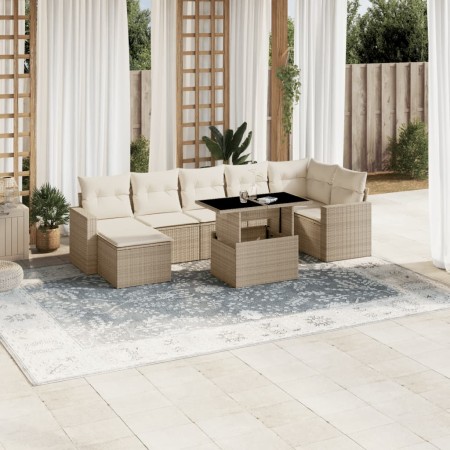 Set de sofás de jardín y cojines 8 piezas ratán sintético beige en Conjuntos de jardín | Comprar online en Foru.es