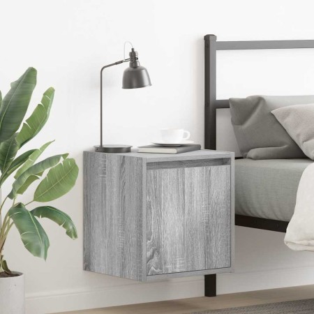 Mesilla de noche de pared gris Sonoma 38x34x40 cm de , Mesitas de noche - Ref: Foro24-861239, Precio: 37,01 €, Descuento: %