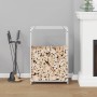 Leñero blanco 60x28x90 cm Acero laminado en frío de , Bolsas y soportes de leña - Ref: Foro24-864212, Precio: 61,04 €, Descue...