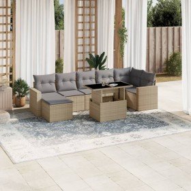 Set de sofás de jardín y cojines 8 piezas ratán sintético beige en Conjuntos de jardín | Comprar online en Foru.es