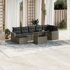 Set de sofás de jardín y cojines 8 piezas ratán sintético gris en Conjuntos de jardín | Comprar online en Foru.es