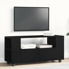 Mueble TV ruedas madera ingeniería roble negro 102x34,5x43cm de , Muebles TV - Ref: Foro24-862479, Precio: 97,99 €, Descuento: %