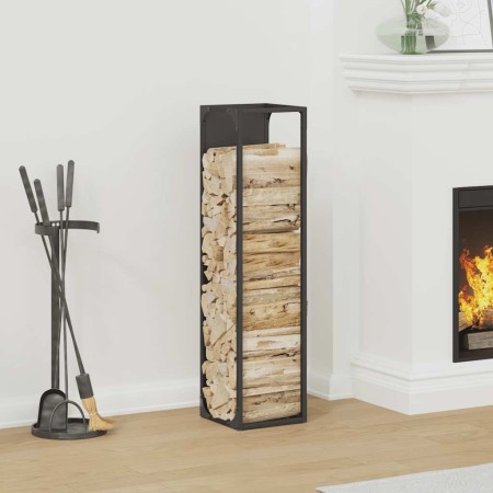 Leñero negro 25x25x100 cm Acero laminado en frío de , Bolsas y soportes de leña - Ref: Foro24-864267, Precio: 58,13 €, Descue...