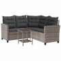 Sofá de jardín en forma de L con mesa y cojines ratán PE gris de , Sofás de exterior - Ref: Foro24-4103874, Precio: 293,62 €,...