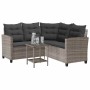 Sofá de jardín en forma de L con mesa y cojines ratán PE gris de , Sofás de exterior - Ref: Foro24-4103874, Precio: 293,62 €,...