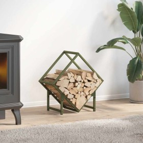 Leñero verde oliva 50x25x50 cm Acero laminado en frío de , Bolsas y soportes de leña - Ref: Foro24-864278, Precio: 31,46 €, D...