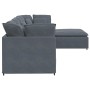 Sofá modular con reposapiés y cojines en terciopelo gris oscuro de , Sofás - Ref: Foro24-3321310, Precio: 721,86 €, Descuento: %