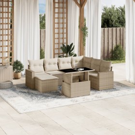 Set de sofás de jardín y cojines 8 piezas ratán sintético beige en Conjuntos de jardín | Comprar online en Foru.es