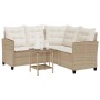 Sofá de jardín en forma de L con mesa y cojines ratán PE beige de , Sofás de exterior - Ref: Foro24-4103876, Precio: 270,63 €...