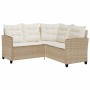 Sofá de jardín en forma de L con mesa y cojines ratán PE beige de , Sofás de exterior - Ref: Foro24-4103876, Precio: 270,63 €...