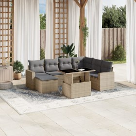 Set de sofás de jardín y cojines 8 piezas ratán sintético beige en Conjuntos de jardín | Comprar online en Foru.es