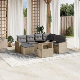 Set de sofás de jardín y cojines 8 piezas ratán sintético beige en Conjuntos de jardín | Comprar online en Foru.es