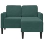 Sofá de 2 plazas con chaise longue forma L verde oscuro 125 cm de , Sofás - Ref: Foro24-4107071, Precio: 267,85 €, Descuento: %