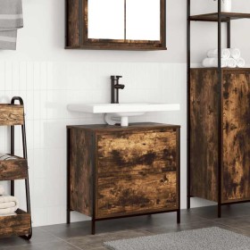 Mueble de baño con lavabo y cajones roble ahumado 60x34,5x60 cm de , Tocadores de baño - Ref: Foro24-861884, Precio: 66,37 €,...