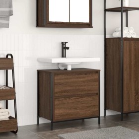 Mueble de baño con lavabo y cajones roble marrón 60x34,5x60 cm de , Tocadores de baño - Ref: Foro24-861886, Precio: 68,22 €, ...