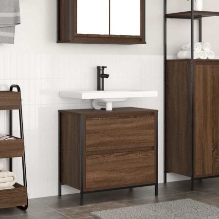 Mueble de baño con lavabo y cajones roble marrón 60x34,5x60 cm de , Tocadores de baño - Ref: Foro24-861886, Precio: 68,22 €, ...