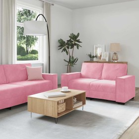 Juego de sofás con cojines 3 piezas terciopelo rosa de , Sofás - Ref: Foro24-3324621, Precio: 678,51 €, Descuento: %