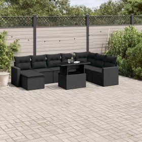 Set de sofás de jardín 8 piezas y cojines ratán sintético negro en Conjuntos de jardín | Comprar online en Foru.es