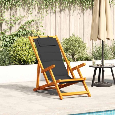 Silla de playa plegable con reposabrazos negra de , Sillas de jardín - Ref: Foro24-4108066, Precio: 85,86 €, Descuento: %